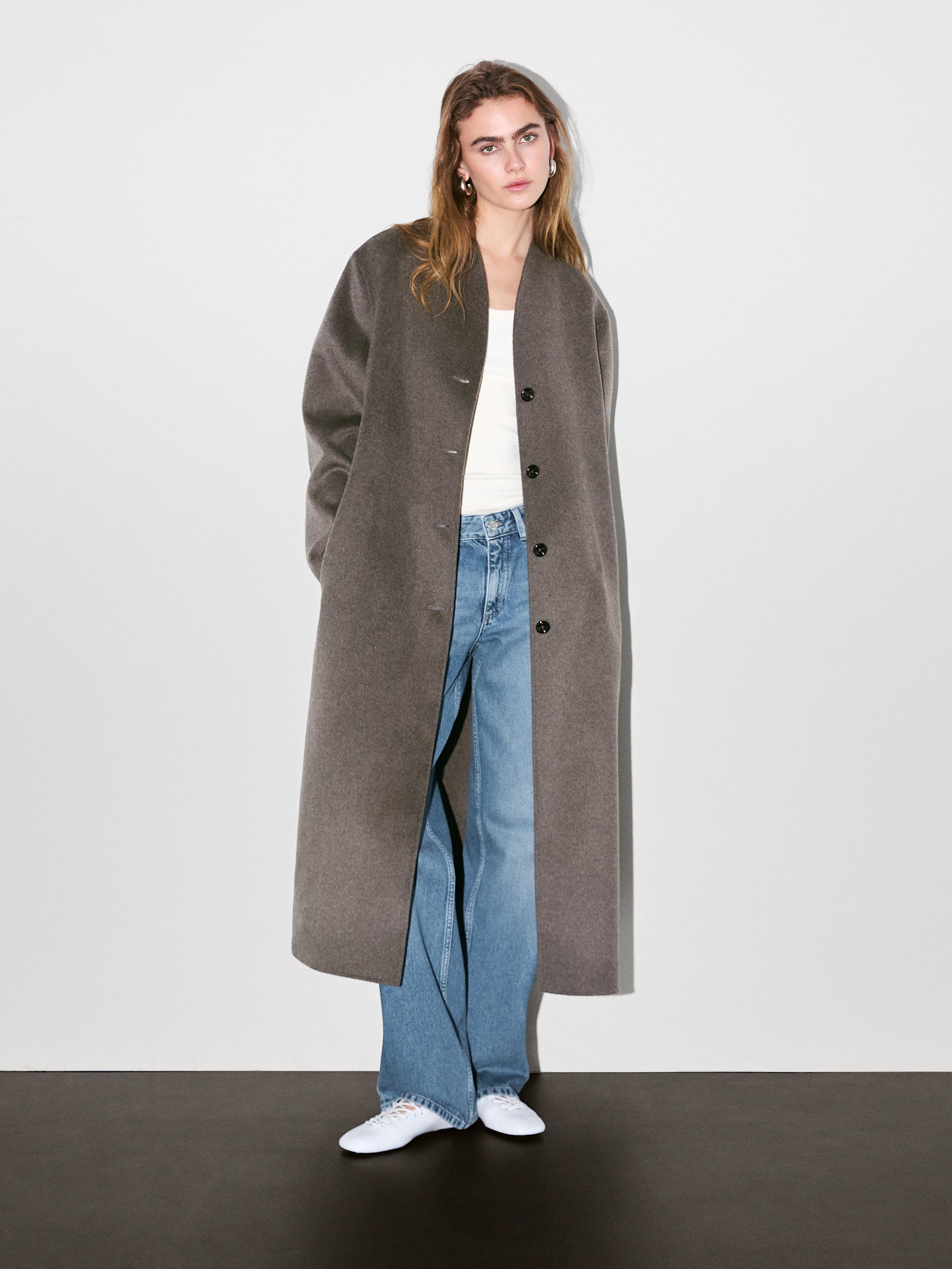 Wool blend high neck coat